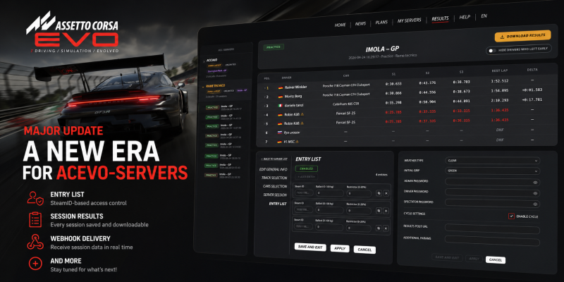 Portal Update — Rebuilt Architecture, Entry Lists, Session Results & Webhooks